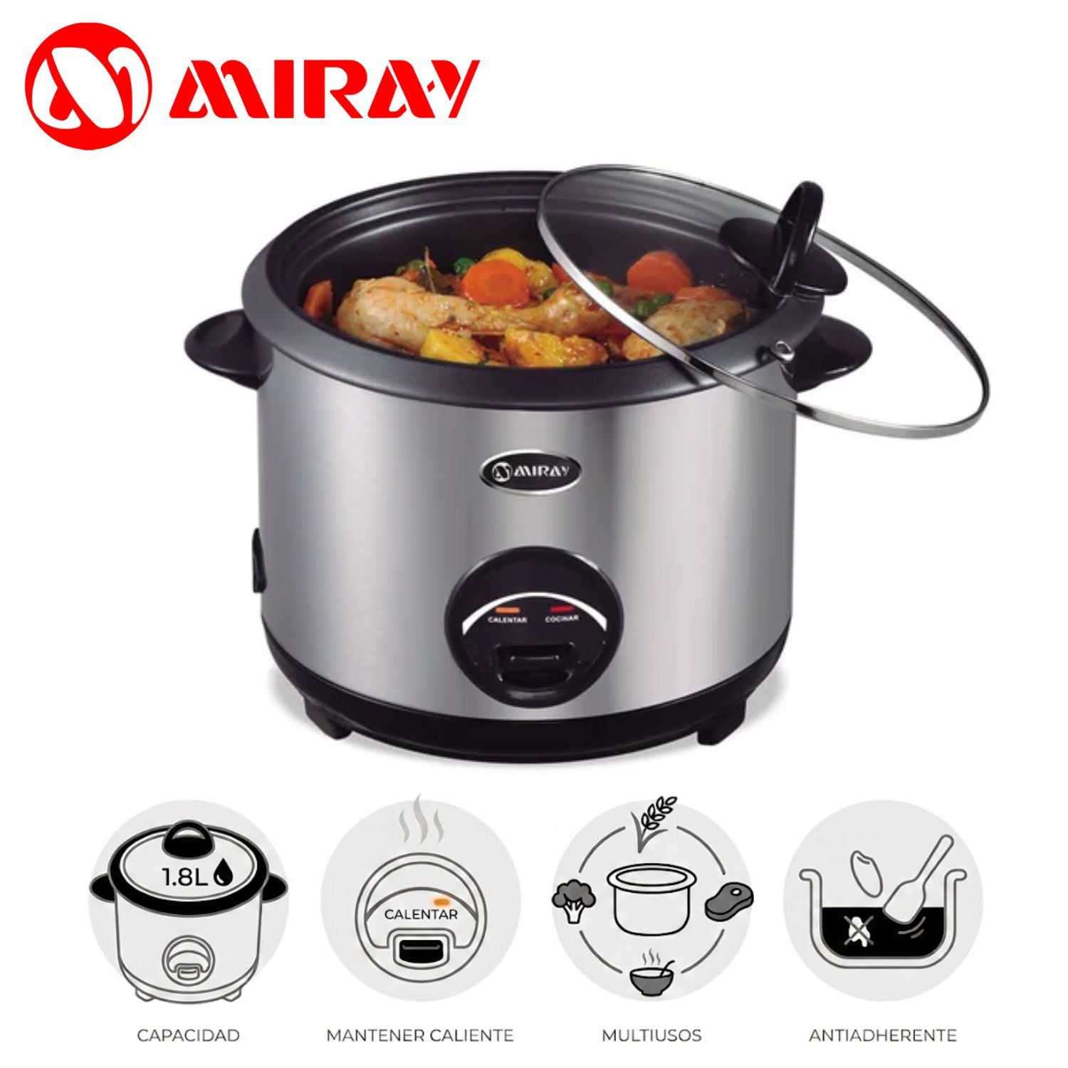 Arrocera Miray 1,8 Litros Tazón con recubrimiento antiadherente + Espátula